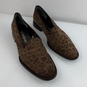 Yves Saint Laurent Slip Ons Leopard Print Suede Leather Loafers Women’s Size 7 M